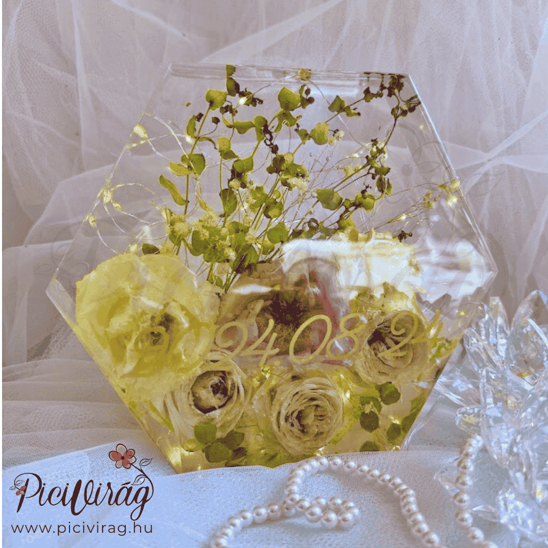 hatszög menyasszonyi csokor emlékőr